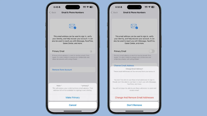 麦盖提苹果手机维修分享苹果 iOS 18.1 支持设置“主要”邮箱地址并更改 iCloud 邮箱 